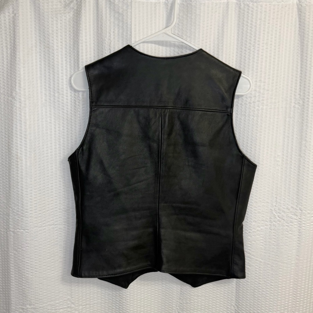 Protech Performance Leather Vest USA Made Women's S Buffalo Nickel Snaps Vintage - Picture 3 of 8